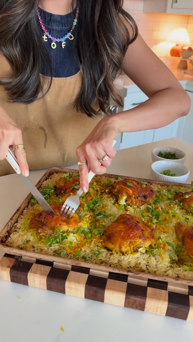 Instagram post by @the.orange.home for Success Rice. Caption reads: Sheet-Pan Turmeric Chicken + Crispy Success....