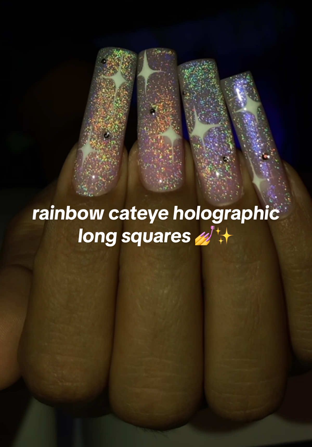 TikTok post by @noodle_yess for V Beauty Pure. Caption reads: [...] using rainbow cateye top coat by....