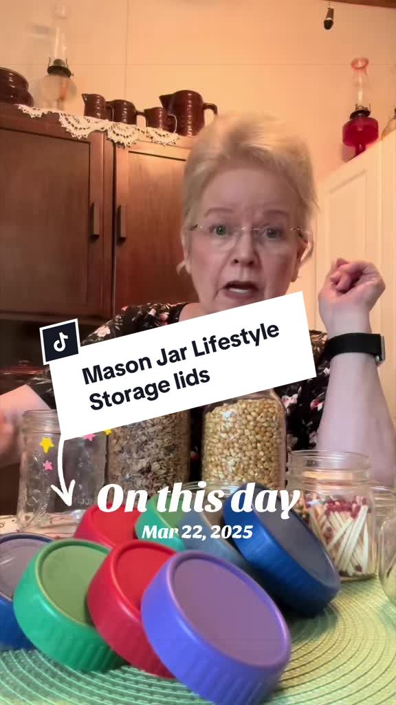 TikTok post by @pattipagewhite for Mason Jar Lifestyle. Caption reads: [...] #jar #lid #storage #tiktokshop @Mason Jar....