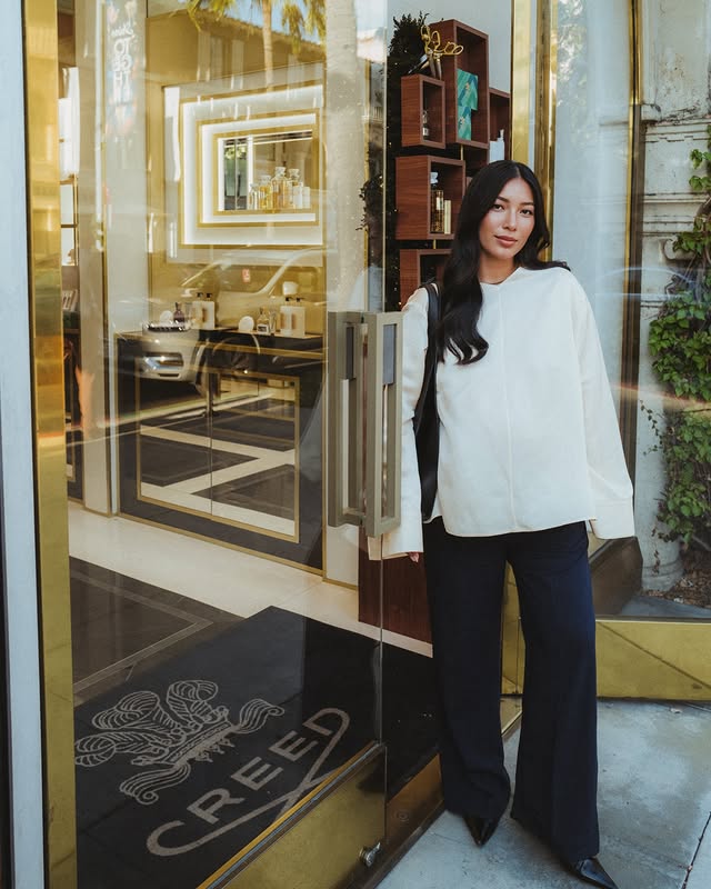 Instagram post by @stephhjelmeseth for Creed Fragrance. Caption reads: Come with me to the Creed boutique in Beverly....