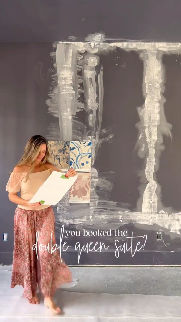 Instagram post by @addisonswonderland for Sandberg Wallpaper. Caption reads: Turning our garage apartment into a cozy little....