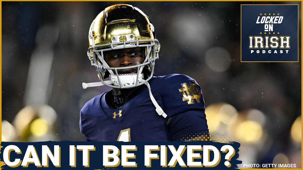 YouTube post by @LockedOnIrish for FanDuel. Caption reads: Notre Dame MUST FIX This Against Syracuse &....