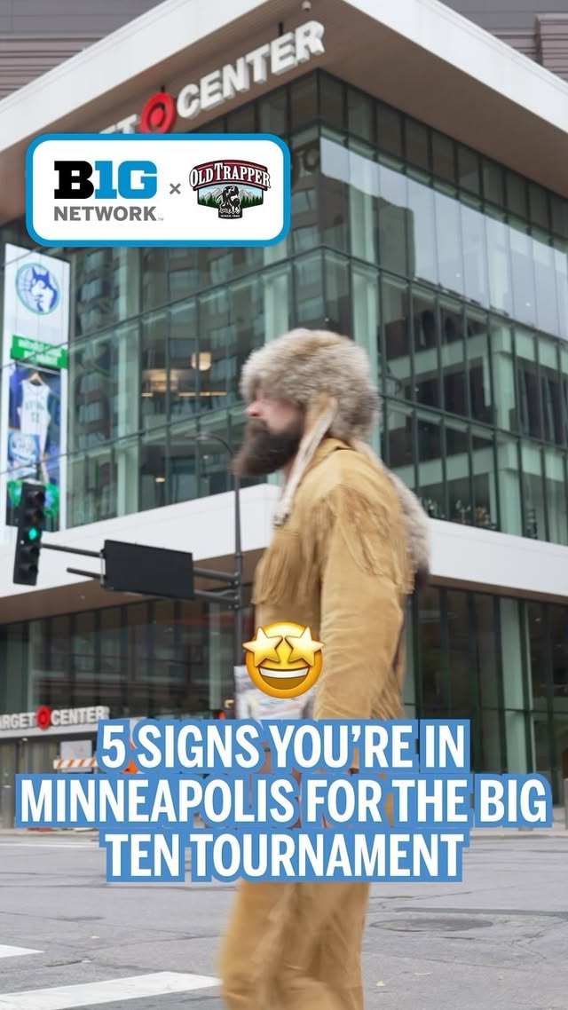 Instagram post by @bigtennetwork for Old Trapper Beef Jerky. Caption reads: Which one is most accurate about the Twin Cities?....