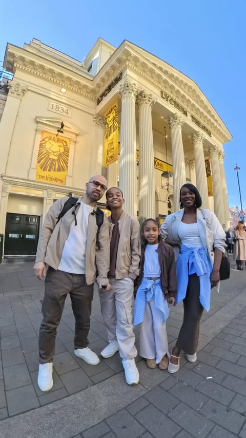 Instagram post by @thechoifamilyuk for The Lion King - Musical. Caption reads: AD: Such a special afternoon spent as a family 🦁✨....