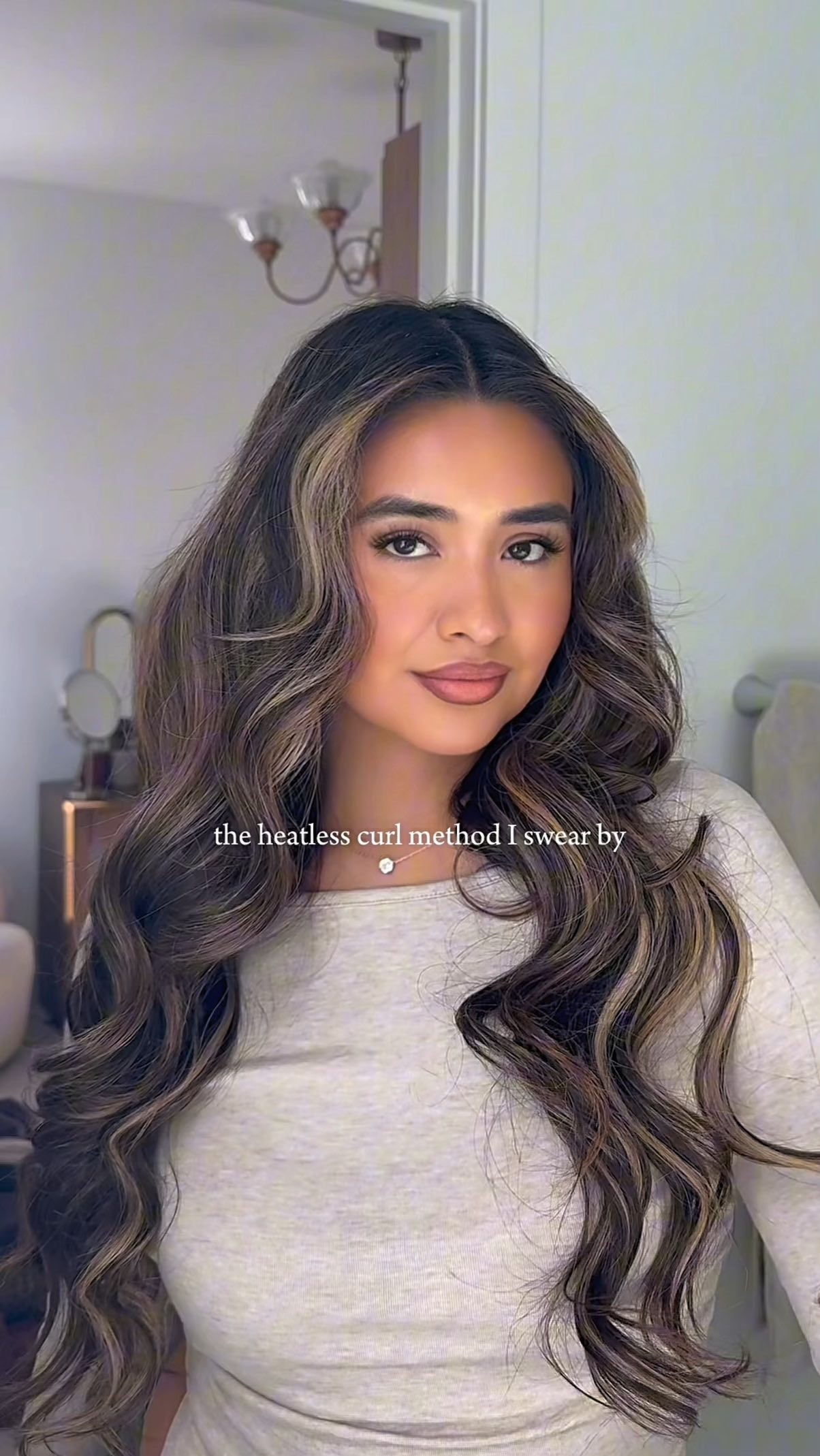 Instagram post by @_nicolesann for Kitsch. Caption reads: soft, effortless, heatless curls every single time....