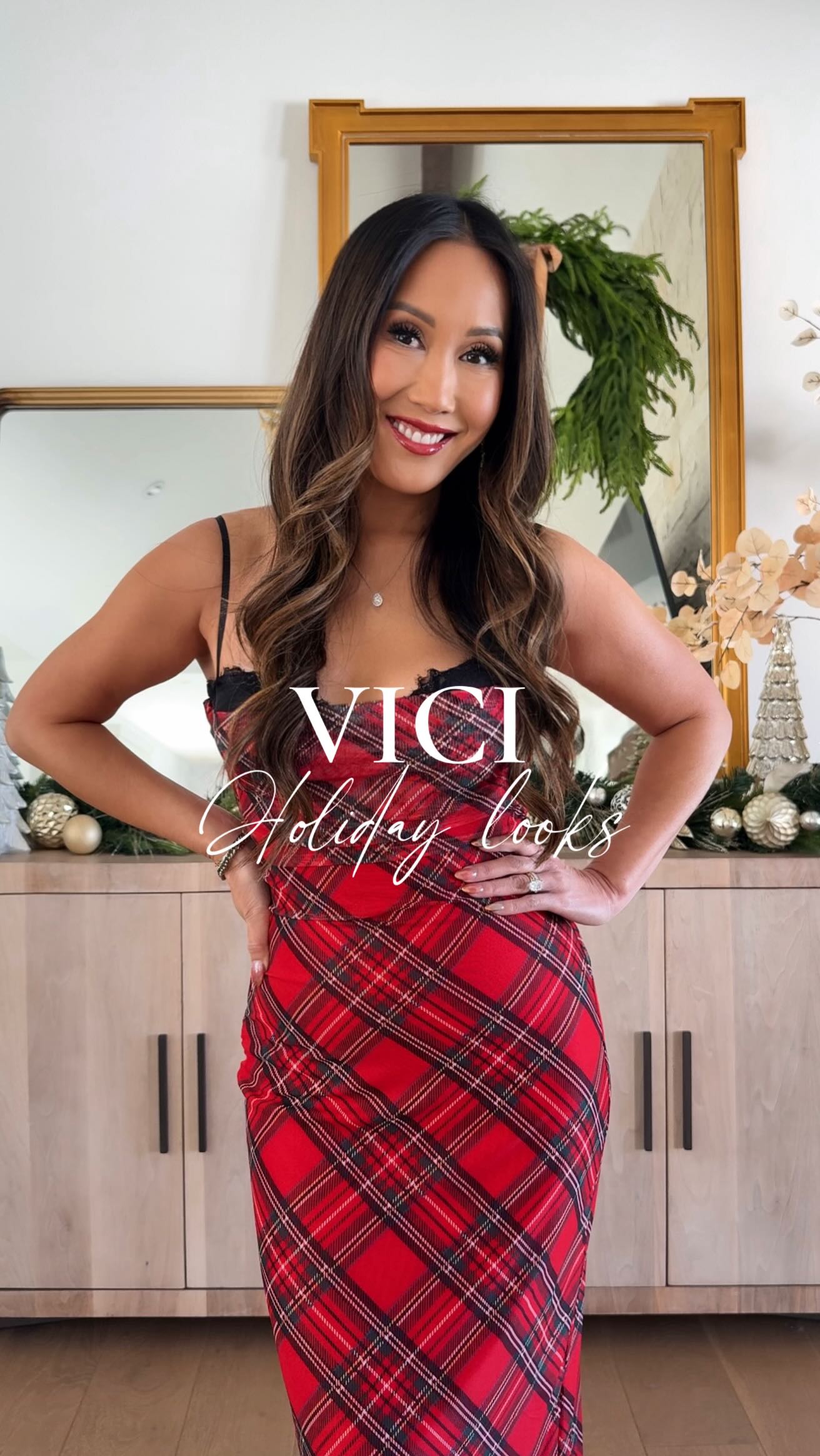 Instagram post by @conniec for VICI COLLECTION. Caption reads: ✨ It’s officially holiday season at @vici!￼....
