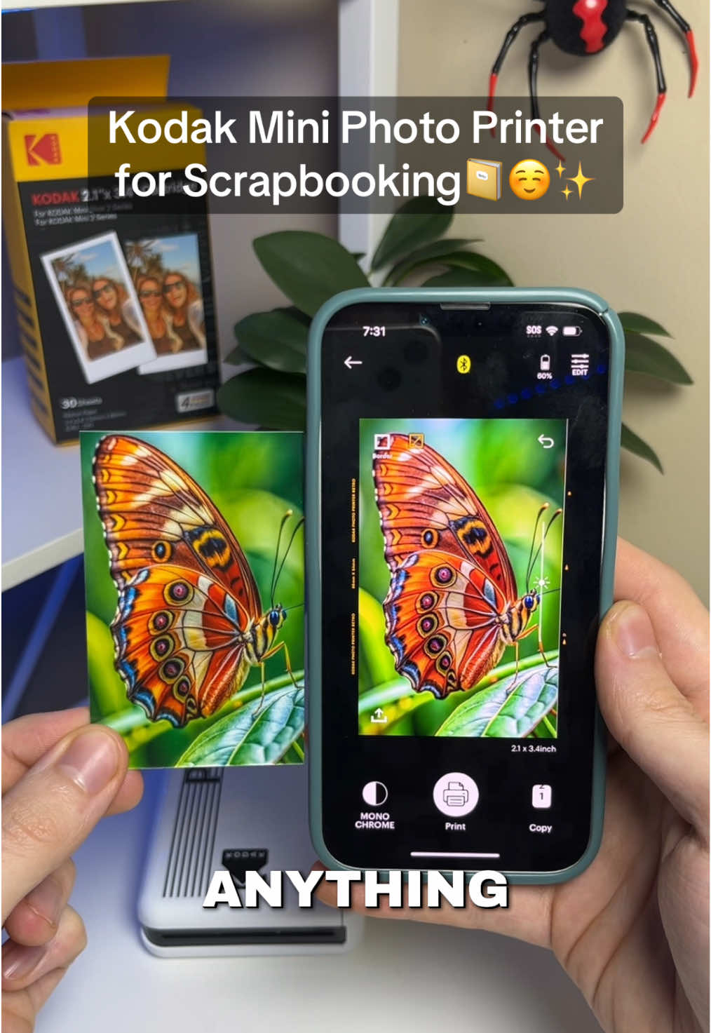 TikTok post by @cobra.commerce for Kodak Photo Printer. Caption reads: [...] keeping memories. 📸💕 @Kodak Photo Printer....