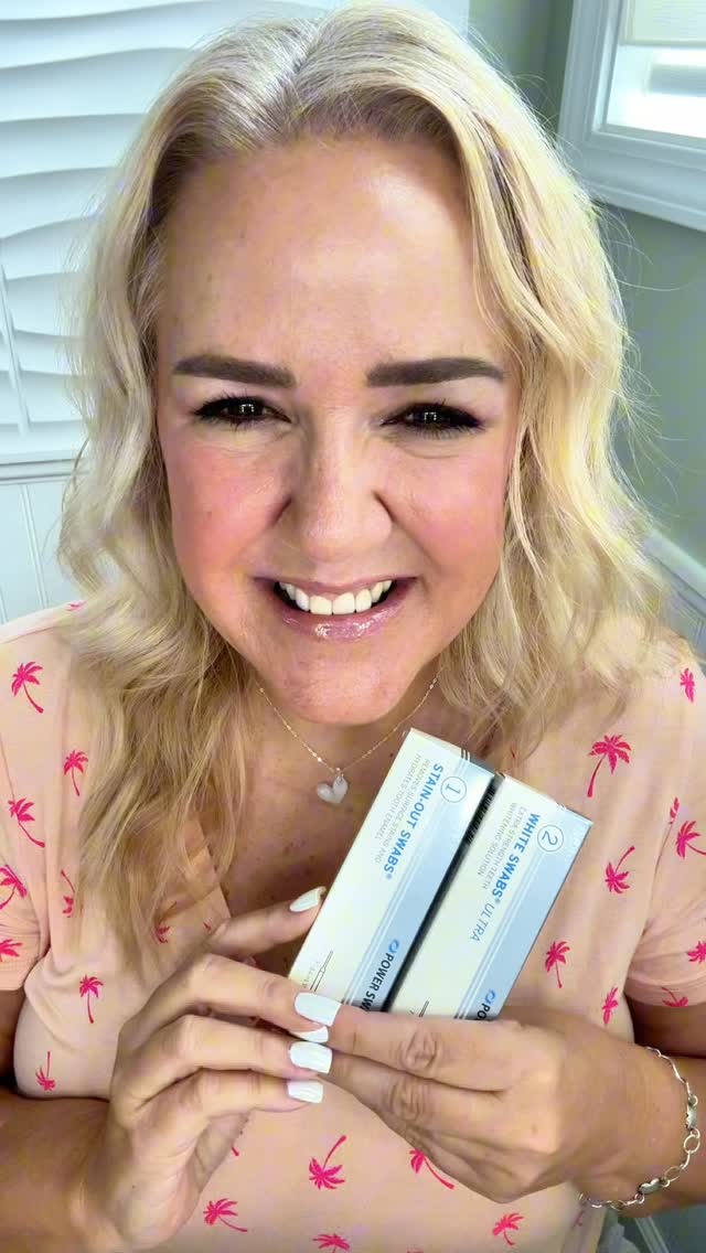 Instagram post by @torileesbeautymix for Power Swabs. Caption reads: #sponsored 
Using the @powerswabs Teeth Whitening....