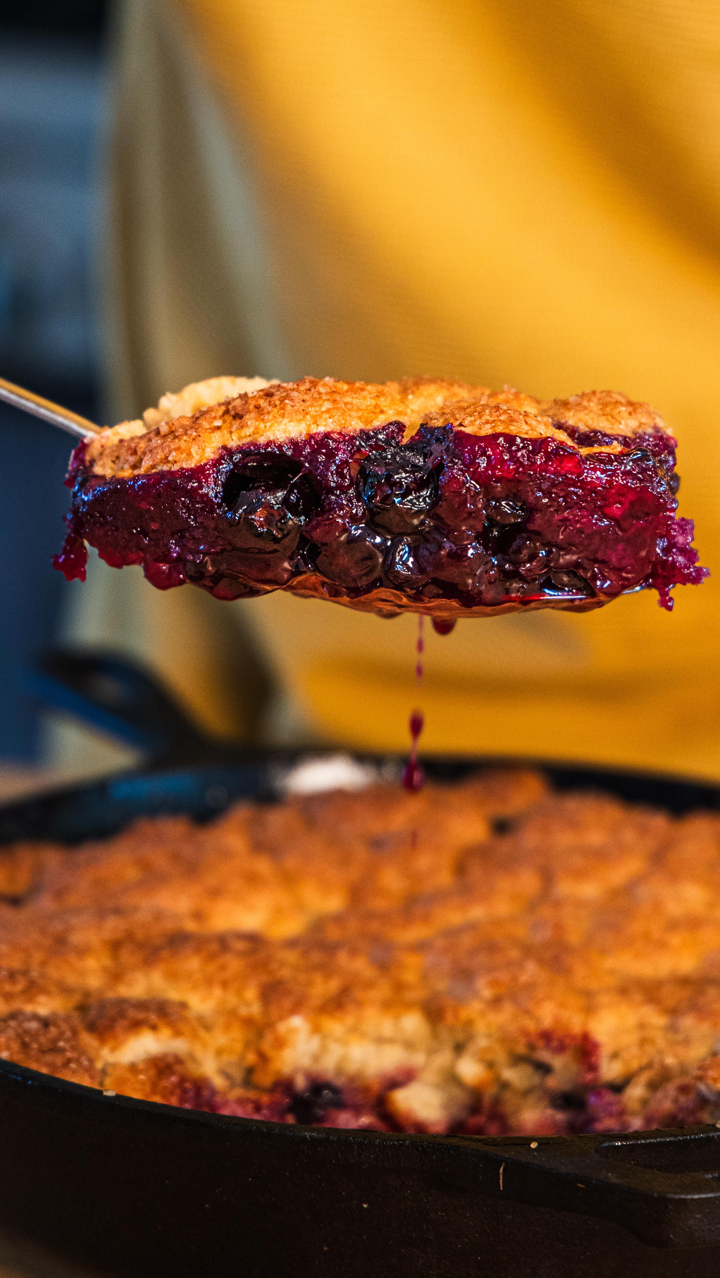 Instagram post by @bengingi for Bob's Red Mill. Caption reads: Hosting without the hassle—blueberry cobbler....