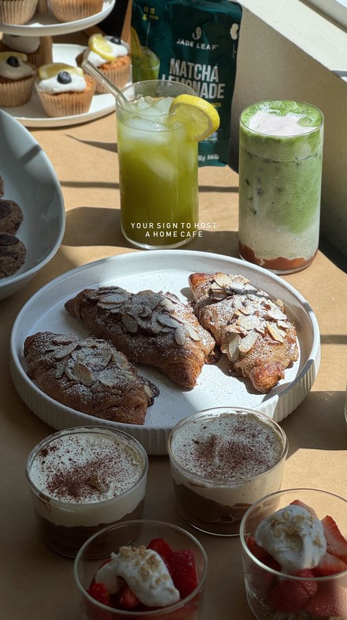 Instagram post by @whatrobineats for Jade Leaf Matcha. Caption reads: [...] and lavender, all made with....