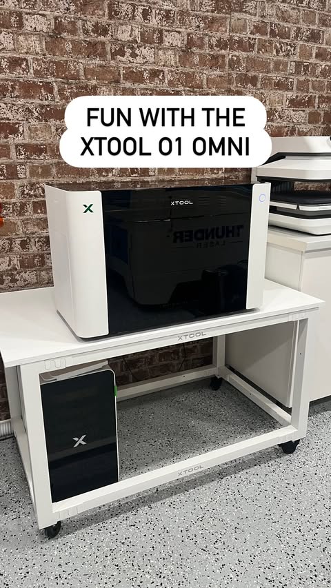 Instagram post by @teachovertherainbow for Xtool. Caption reads: Fun with the @xtool.official O1 Omni • Fun little....