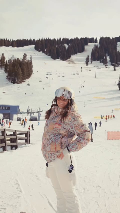 Instagram post by @allegraroseb for Roxy. Caption reads: roaming the rockies ⛷️❄️🚠 @roxy #skitown....