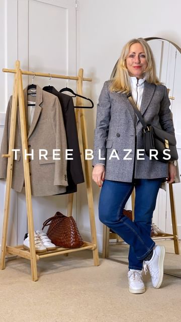 Instagram post by @whatkathydidnext for Baukjen. Caption reads: Ad| A good quality blazer is a timeless classic....