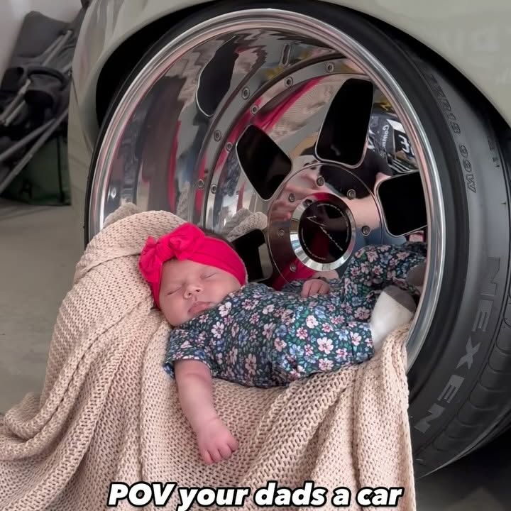 Instagram post by @creamyyfrs for Huggies. Caption reads: Daddy’s little car girl in the making 🎀 
🌷....