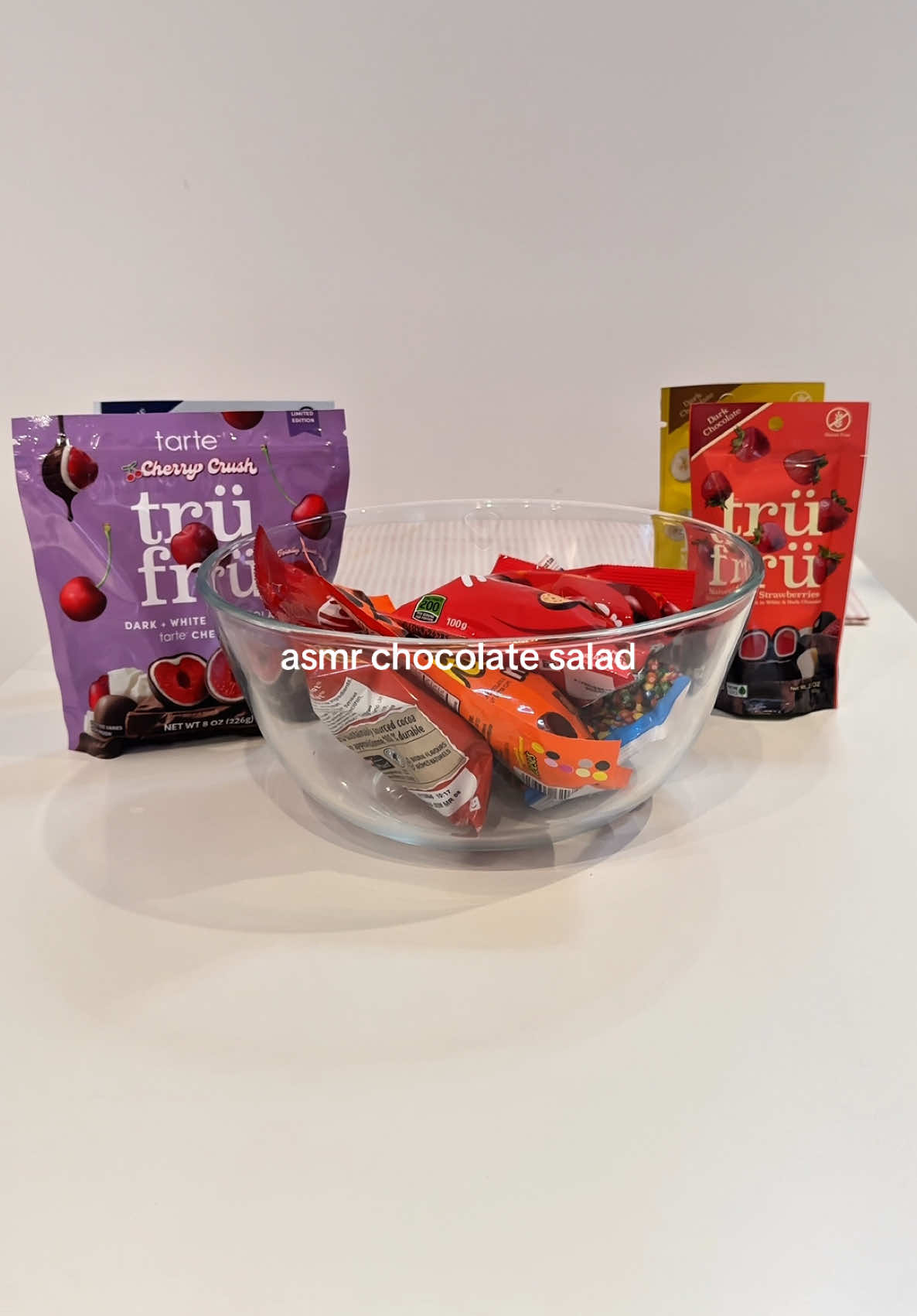 TikTok post by @galicia_gordon for Cadbury. Caption reads: asmr chocolate salad ft. @Trü Frü ❤️ #ASMR....