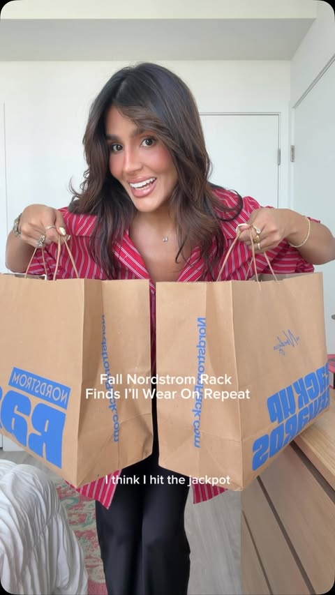 Instagram post by @kiaralindeborg for Nordstrom Rack. Caption reads: A very successful trip to @nordstromrack 🤎🍂....