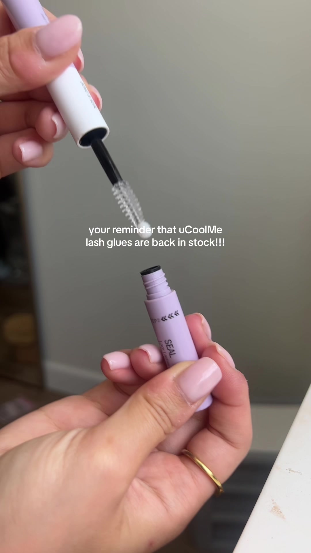 TikTok post by @jans.faves for Ucoolmelashes. Caption reads: [...] #lashglue #geniusbeauty @UCoolMeLashes.