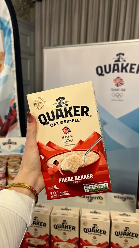 Instagram post by @phebebekker_ for Quaker Oats. Caption reads: [...] for the Olympic Winter Games! @quakeroatsuk....