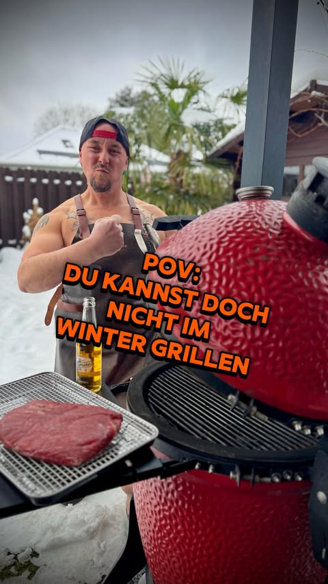 Instagram post by @hardy_on_fire_bbq for Kamado Joe. Caption reads: [...] 🔥 Classic 3 @kamadojoe_de 

#pov #winter....