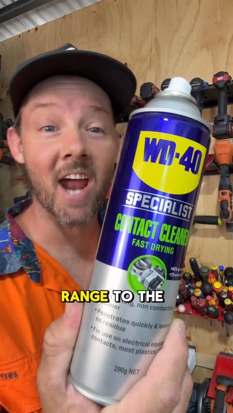 Instagram post by @addictedtotools for WD-40. Caption reads: [...] you’re using safe for electronics? WD-40....
