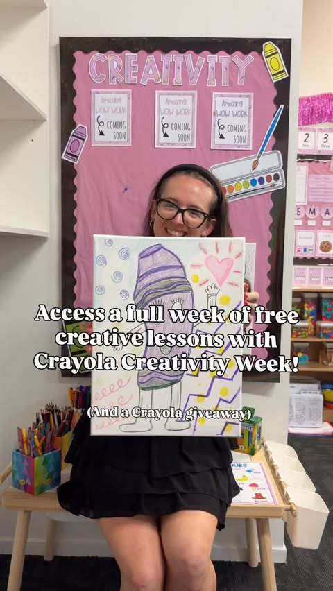 Instagram post by @mrspriestleyict for Crayola. Caption reads: ✨ Crayola Creativity Week is back, and we’re [...].