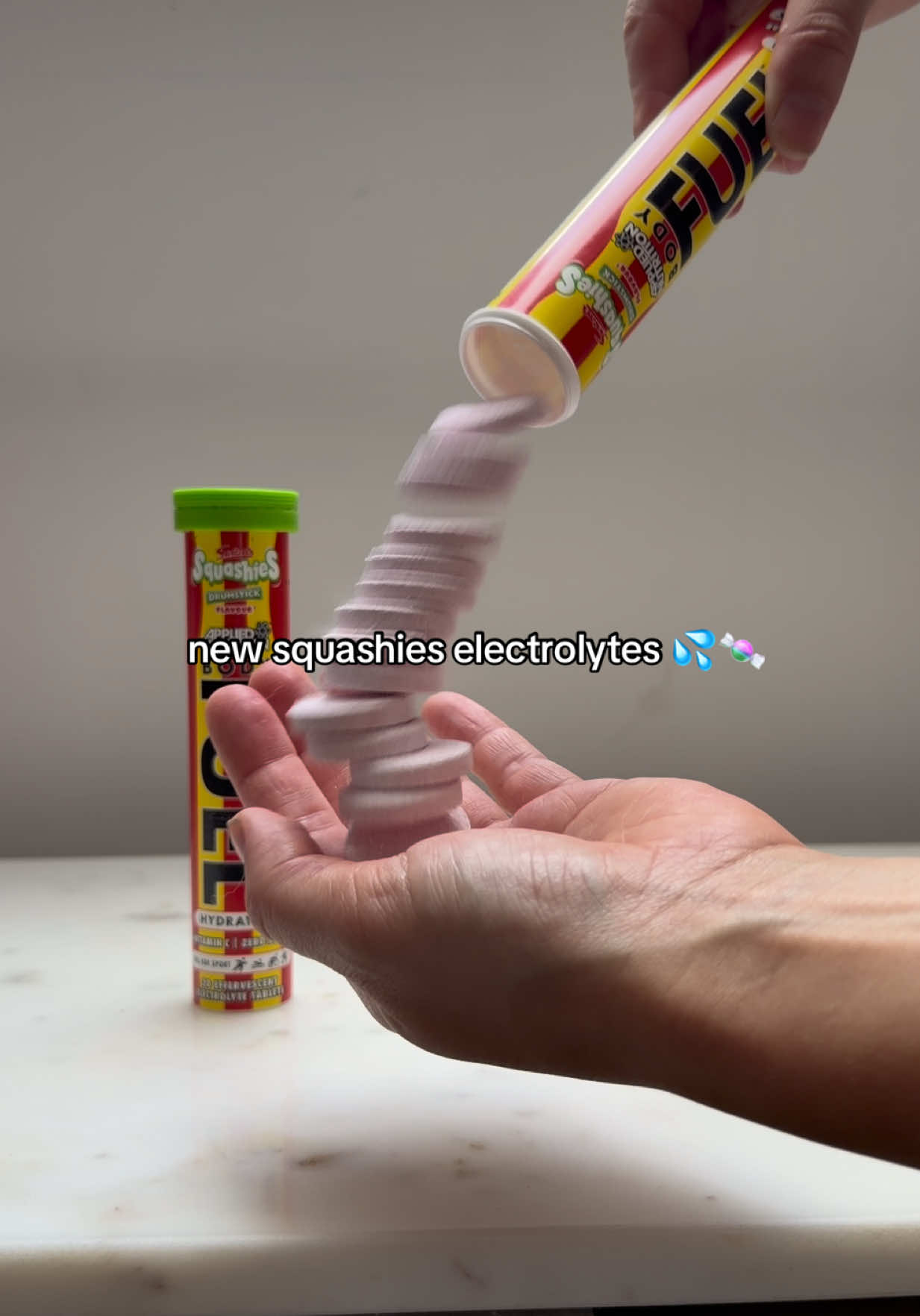TikTok post by @sashamoorex for Applied Nutrition. Caption reads: [...] the new squashies flavour 🍬🍬 @Applied....