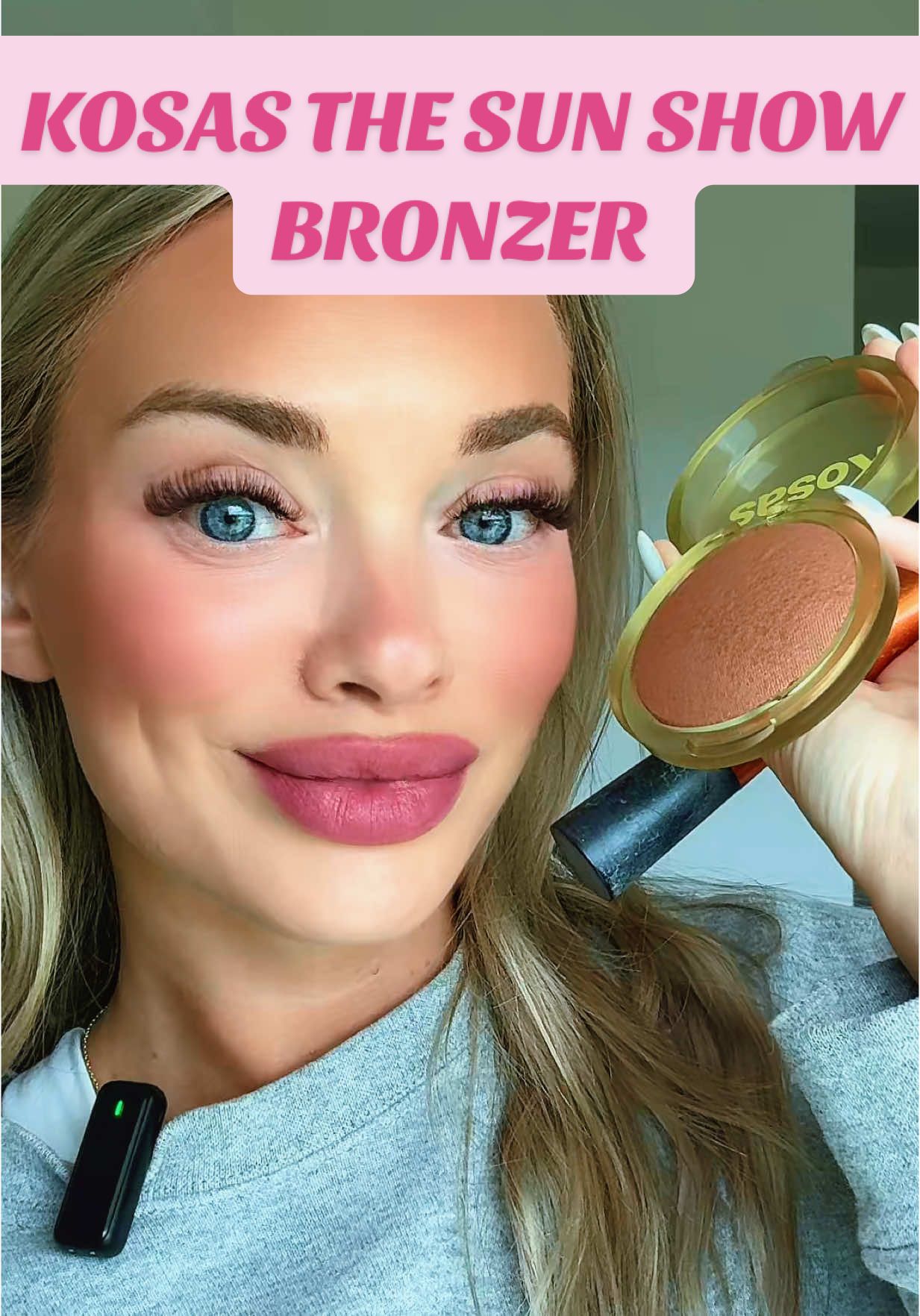 TikTok post by @mora_alyss for Kosas. Caption reads: [...] a vacation in a compact ☀️✨ Kosas Sun Show....