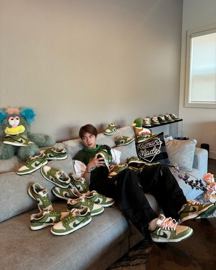 Instagram post by @yutohorigome for Nike Skateboarding. Caption reads: My matcha dunks are coming out on April 3rd at a....