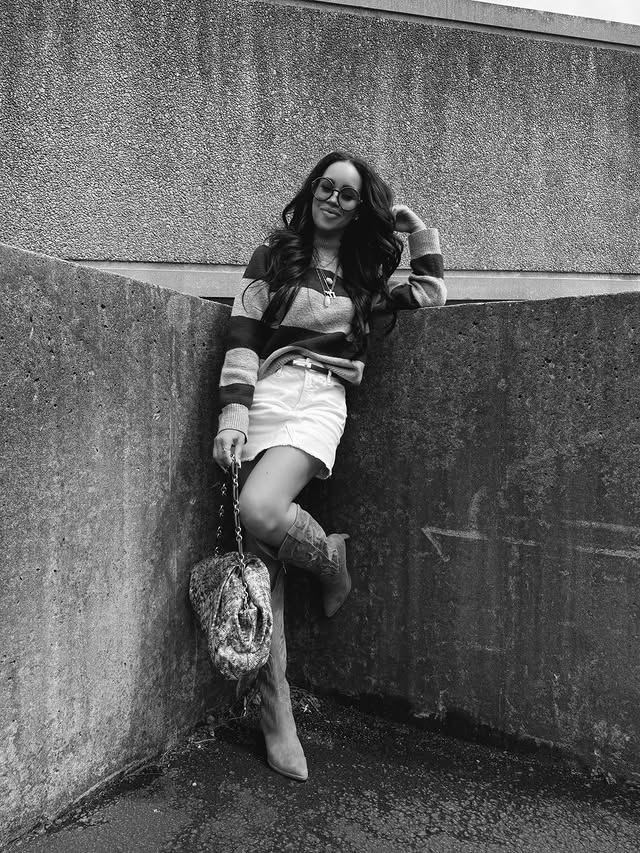 Instagram post by an influencer for Dolce Vita. Caption reads: [...] #blackandwhiteaesthetic @dolcevita....
