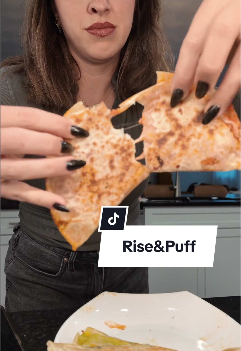 TikTok post by @lehandrabreanne for Rise & Puff. Caption reads: These  @Rise & Puff Tortillas quesadillas are so....