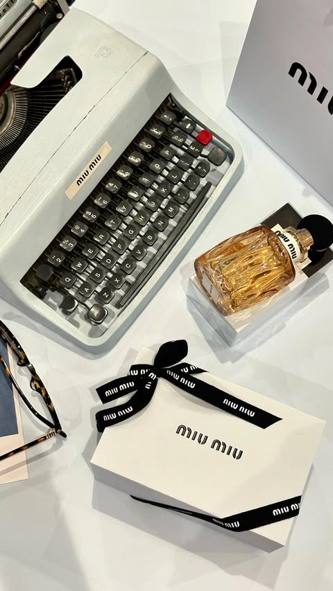 Instagram post by @charlierosenberg_ for Miu Miu. Caption reads: @miumiu beauty’s new fragrance miutine has just....