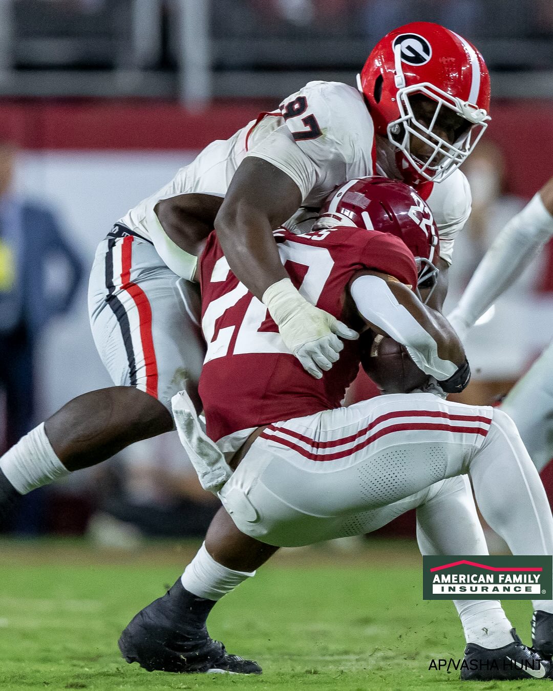 Instagram post by @warren for American Family Insurance. Caption reads: 😤.