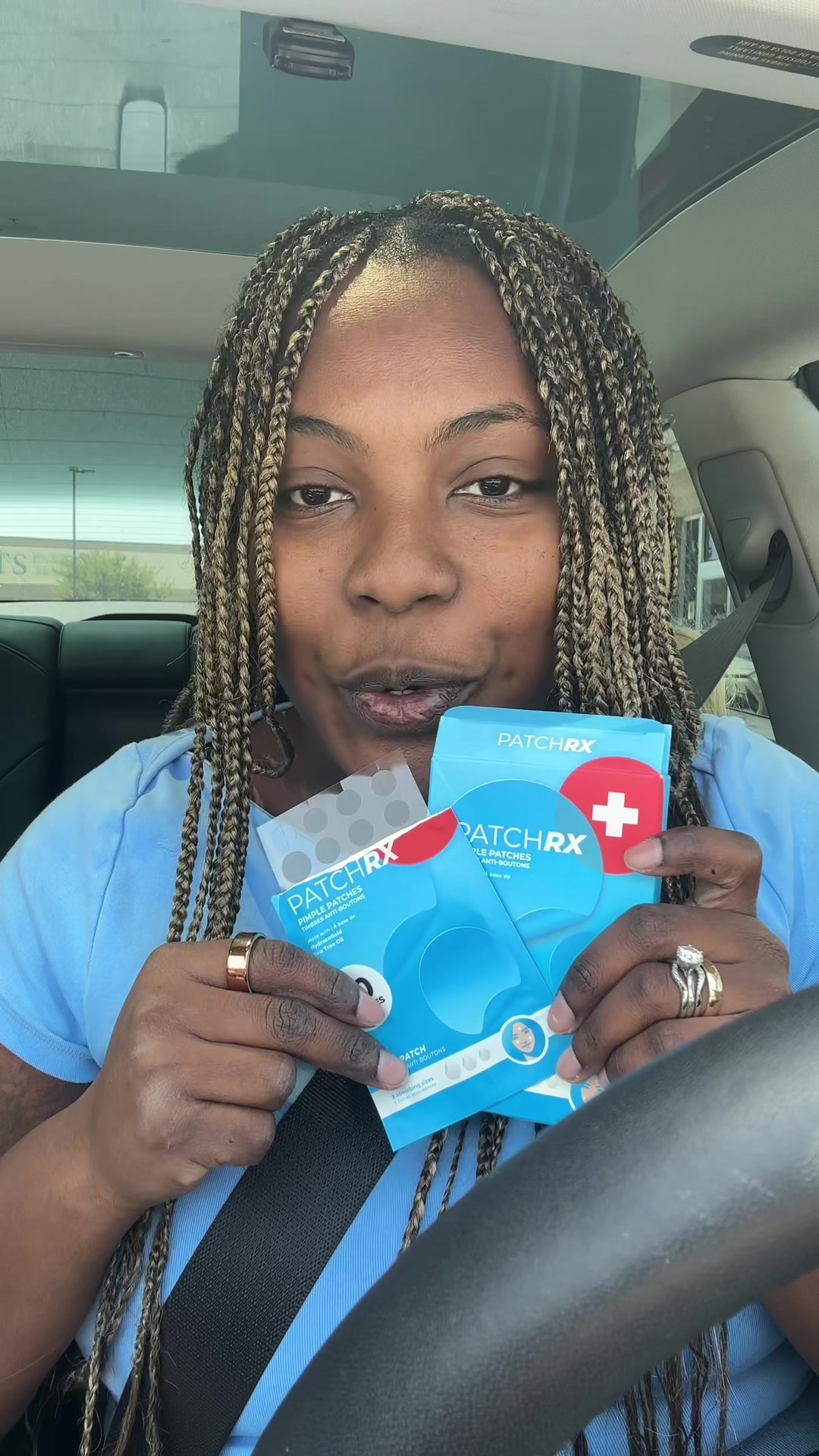 TikTok post by @itsthenoelle for PatchRx. Caption reads: @PatchRX was perfect with the timing #skincare....