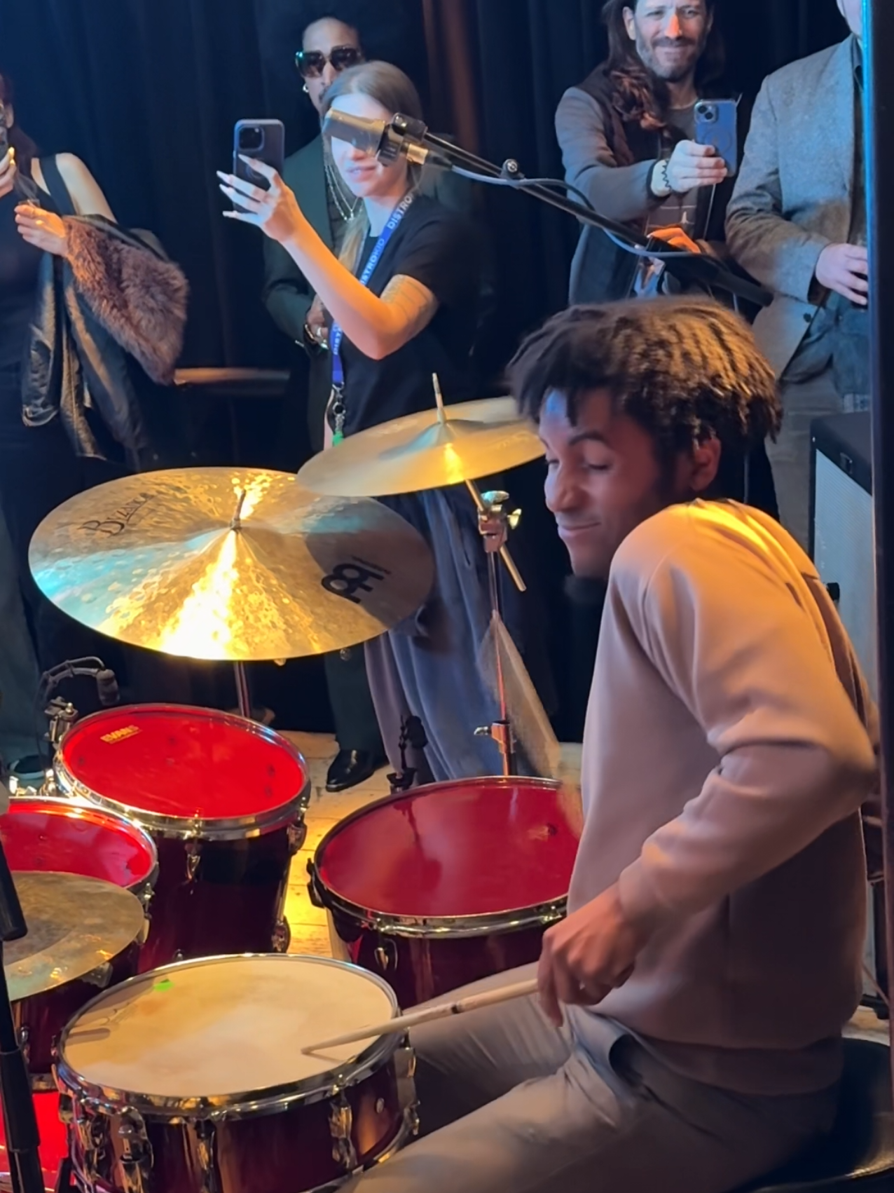 TikTok post by @jaykalo_ for EVANS Drumheads. Caption reads: [...] @Meinl Cymbals @Yamaha Music @Evans....