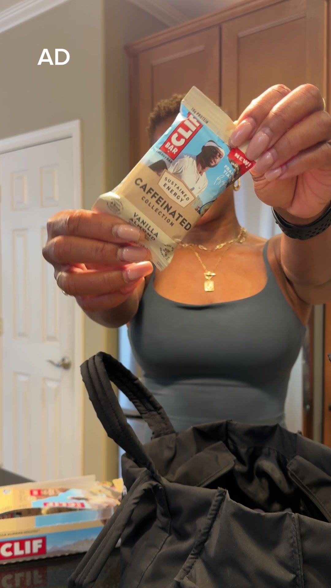 TikTok post by @thekristinagirod for CLIF BAR. Caption reads: [...] for the extra push from the new @CLIF BAR....