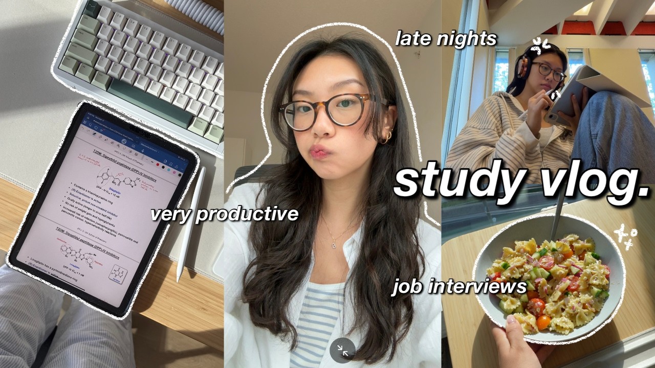 YouTube post by @BreannaQuan for Grovemade. Caption reads: study vlog | VERY productive days in my life in....