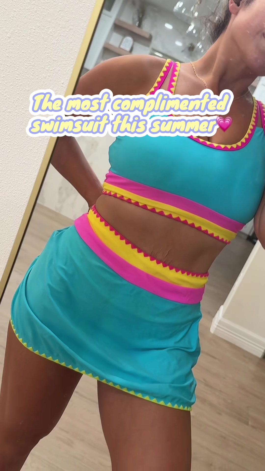 TikTok post by @crystal.monique21 for Popvil. Caption reads: [...] this summer 💗 Wearing a size small ✨....