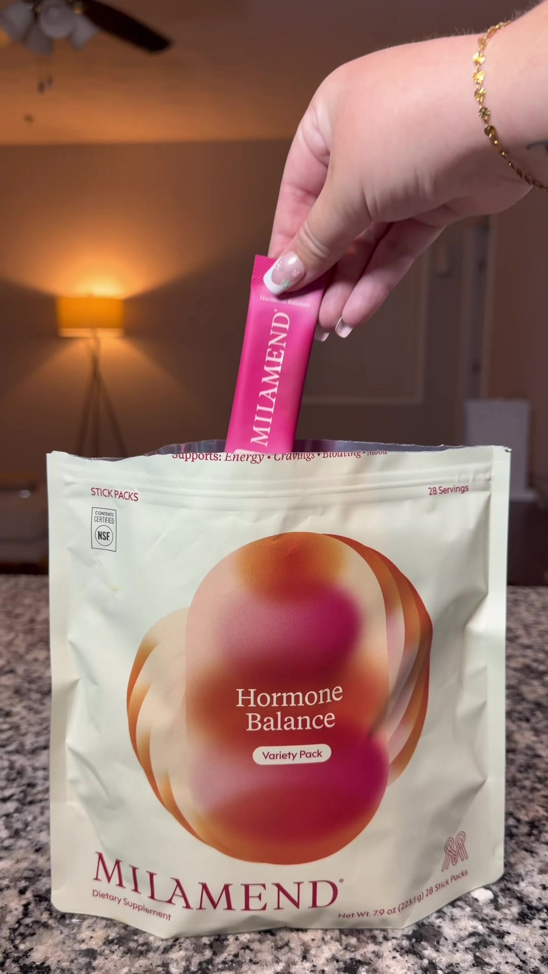 TikTok post by @jenn.the.creative for Milamend. Caption reads: [...] hormone balance?? YES PLEASE 🤩 @Milamend....