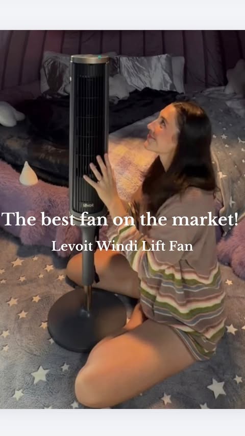 Instagram post by @gwynyth for Levoit. Caption reads: The Levoit Windi Lift fan is seriously saving all....