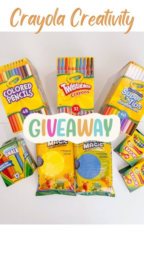 Instagram post by @playful.childhood for Crayola. Caption reads: G I V E A W A Y ! 🌈🖍️

To celebrate Crayola....