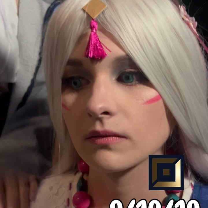 Instagram post by @kyasarin.cosplay for League of Legends. Caption reads: Most accurate bot lane experience in....