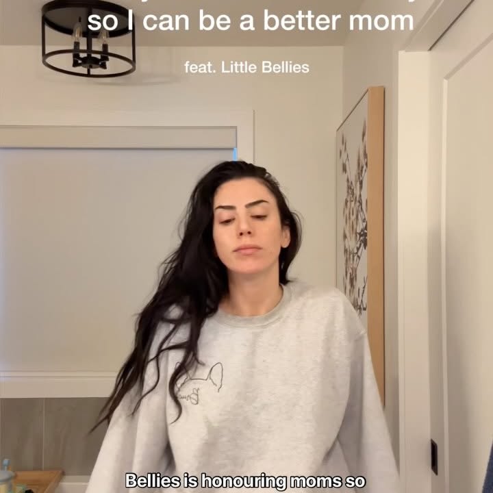 Instagram post by @ownitbabe for Little Bellies. Caption reads: As a mom of 2, learning to pause and find little....