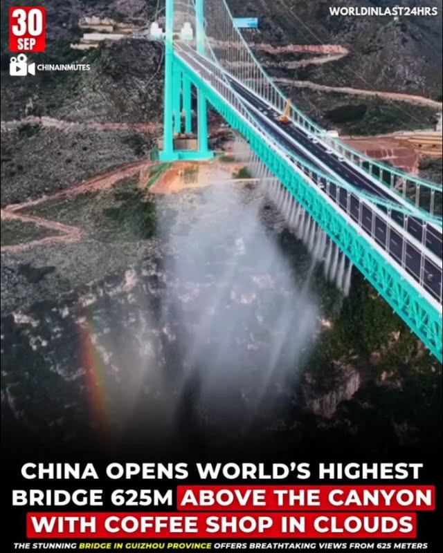 Instagram post by @worldinlast24hrs for Lingoda. Caption reads: China has officially opened the Huajiang Grand....