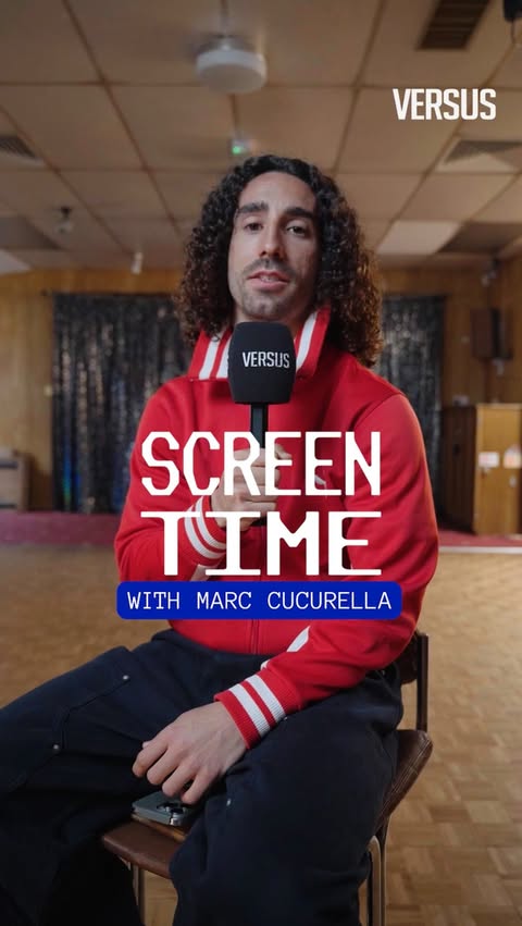 Instagram post by @versus for PUMA Sportstyle. Caption reads: We asked Marc Cucurella to unlock his phone for....