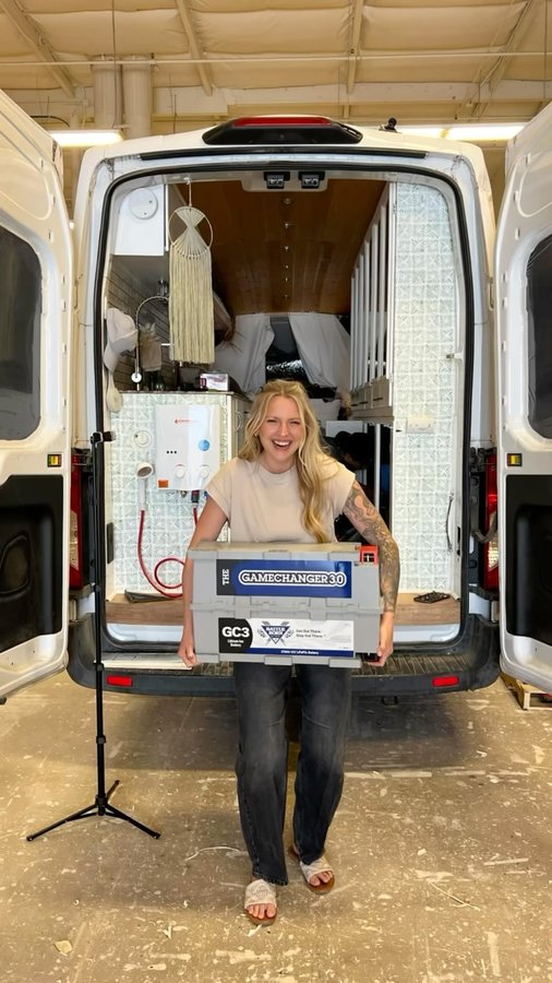 Instagram post by @briwalston for Battle Born Batteries. Caption reads: [...] this entire team is unreal. #ad....