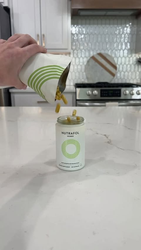 Instagram post by @victoriaxlightfoot for Nutrafol. Caption reads: Green home restocks 🍏🍋‍🟩🪀💚 #nutrafolpartner....