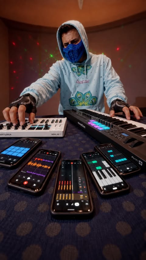 Instagram post by @kejoobeats for BandLab. Caption reads: [...] 📱🎹 Built and performed entirely in....