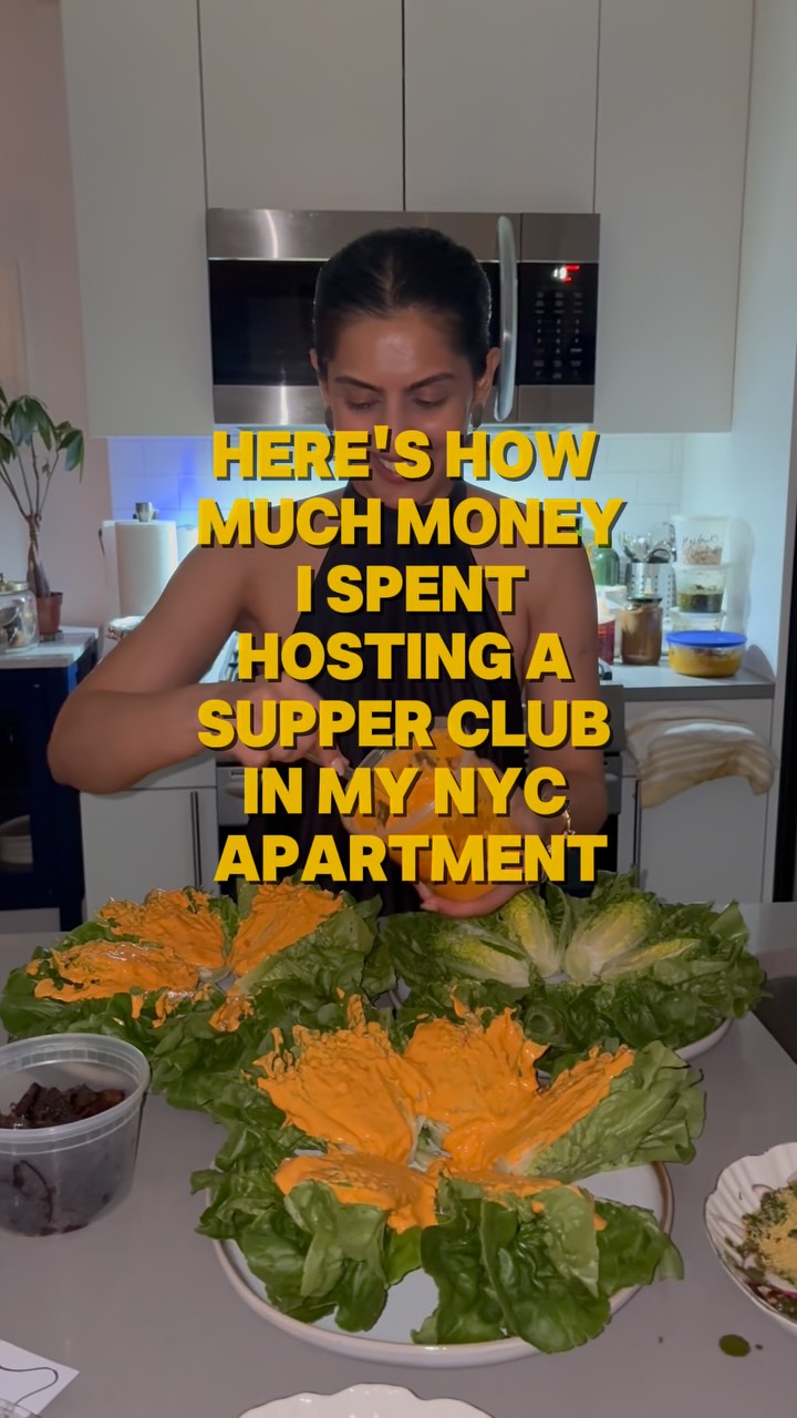Instagram post by @bazaar_nyc for Mike's Hot Honey. Caption reads: Here’s how much I spent hosting a supper club in....