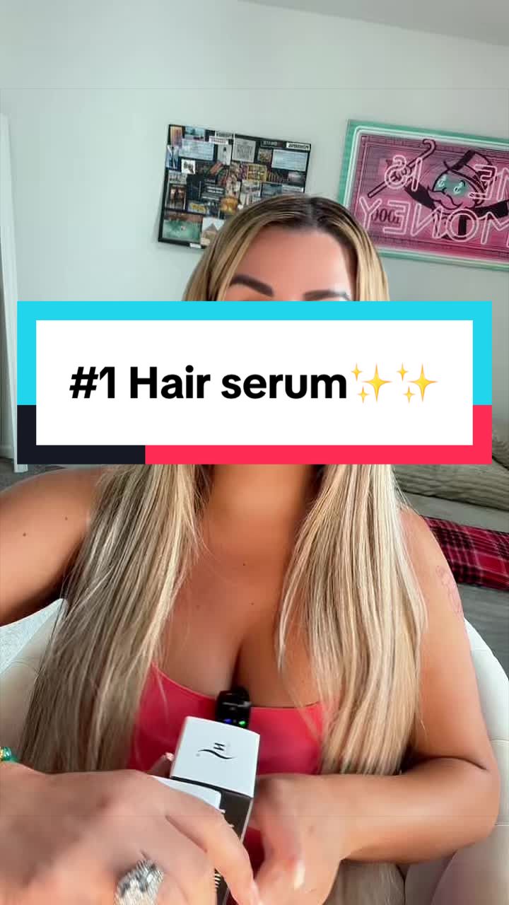 TikTok post by @gisellebanksugc for HerStyler Haircare. Caption reads: @herstyler.haircare #hair #hairserum #hairglow....