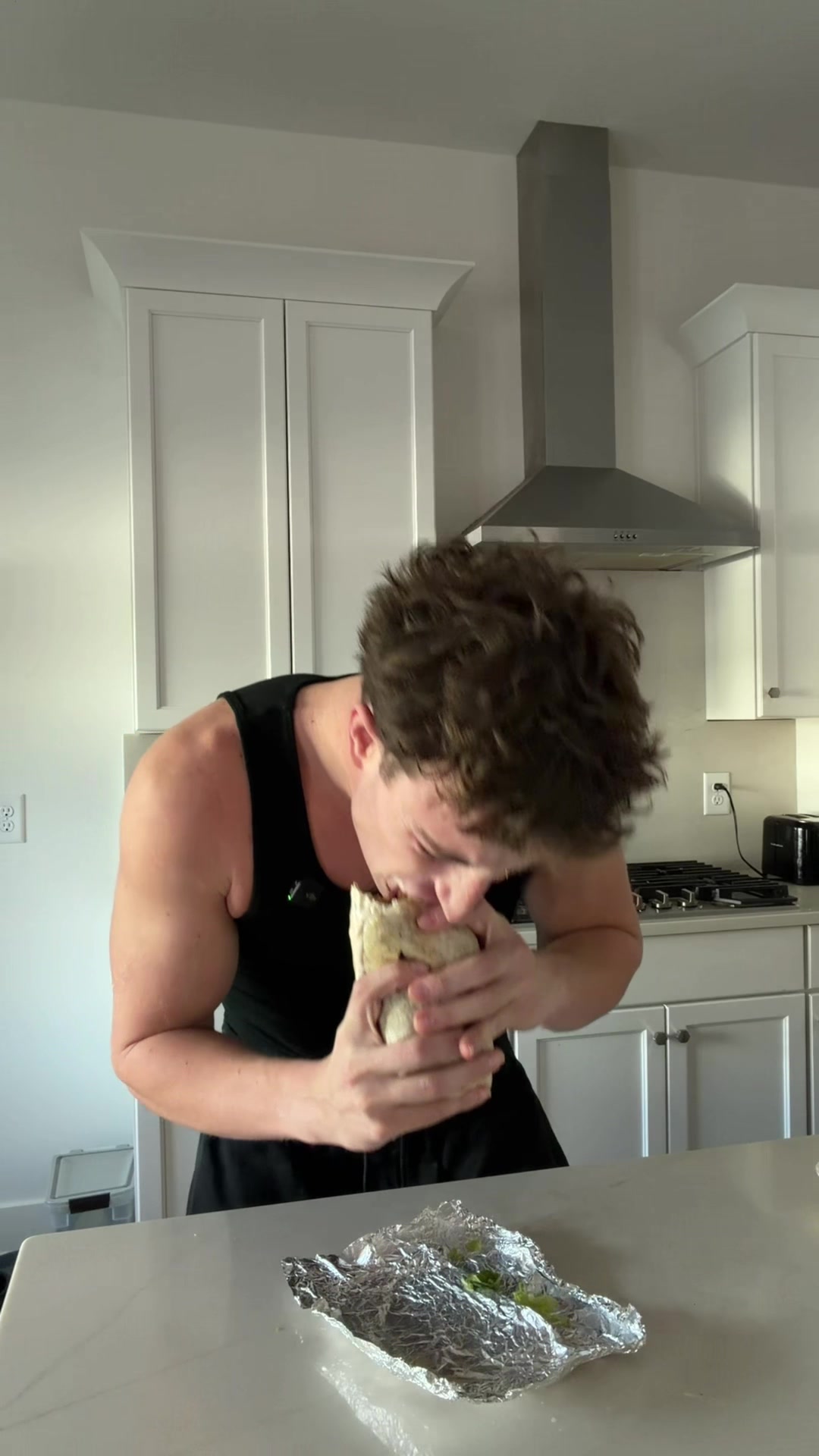 TikTok post by @yanotom for Chipotle. Caption reads: like post gym @Chipotle runs weren’t already elite....